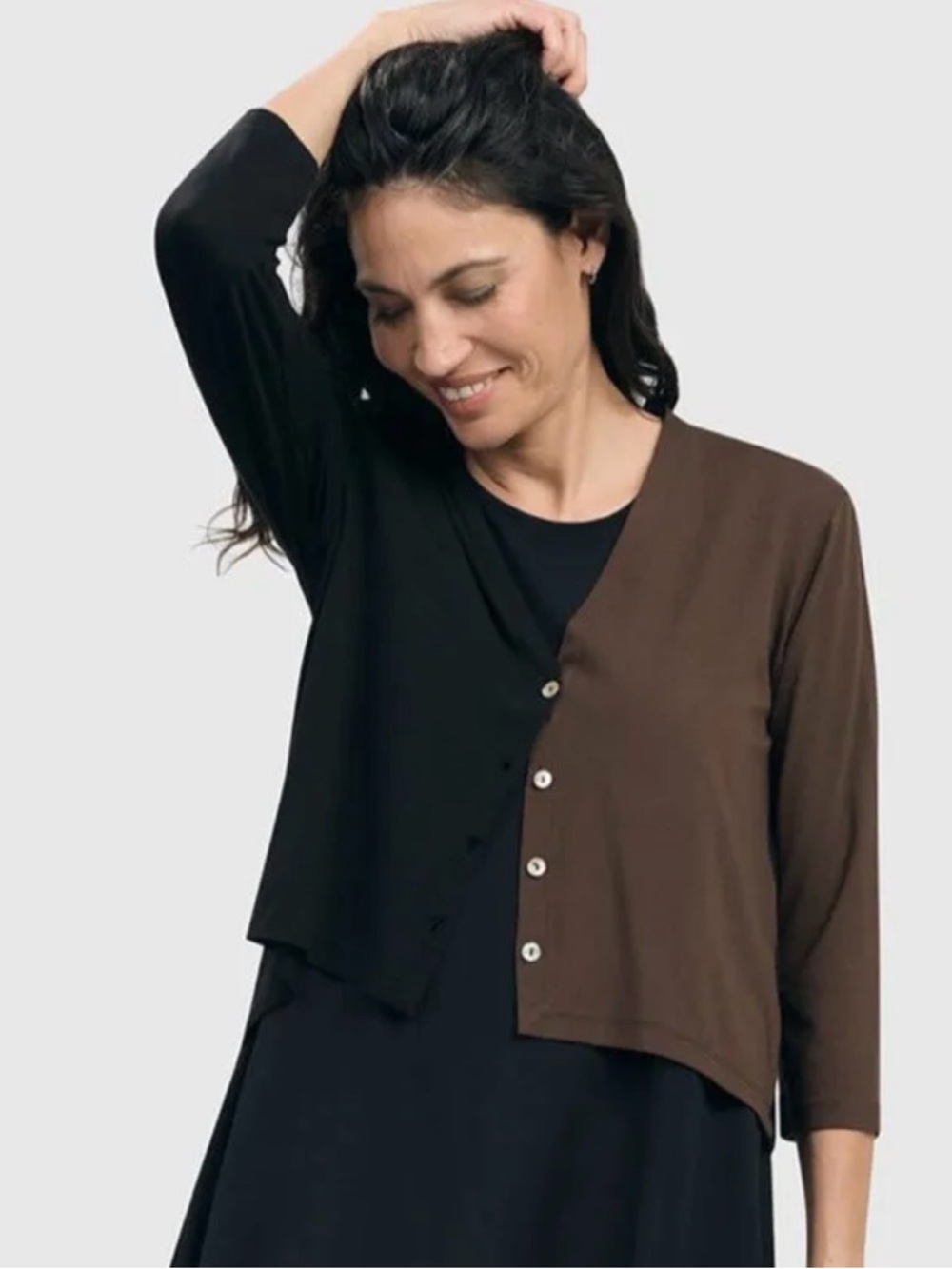 NWT Alembika 2-Tone Essential Crop Cardigan Jacket Coffee/Black size 4